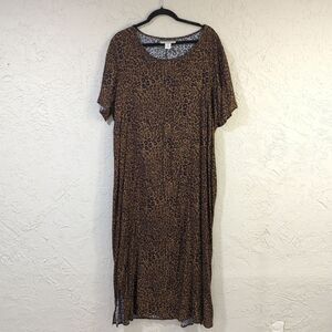 Notations Clothing Co Leopard Print Maxi Dress - Women's Size 1X Cheetah Animal